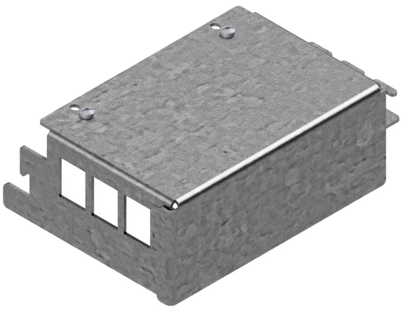 Produktbild UBK 100 603  -  Satellit für 3x Keystone (19.4mm Ausschnitt) oder R&M Snap-in Module, leer, zu Unterflur-Bodenkanal UBK 60
